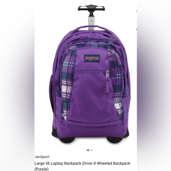 Jansport Bags Jansport Rolling Backpackpurple And Plaid Poshmark